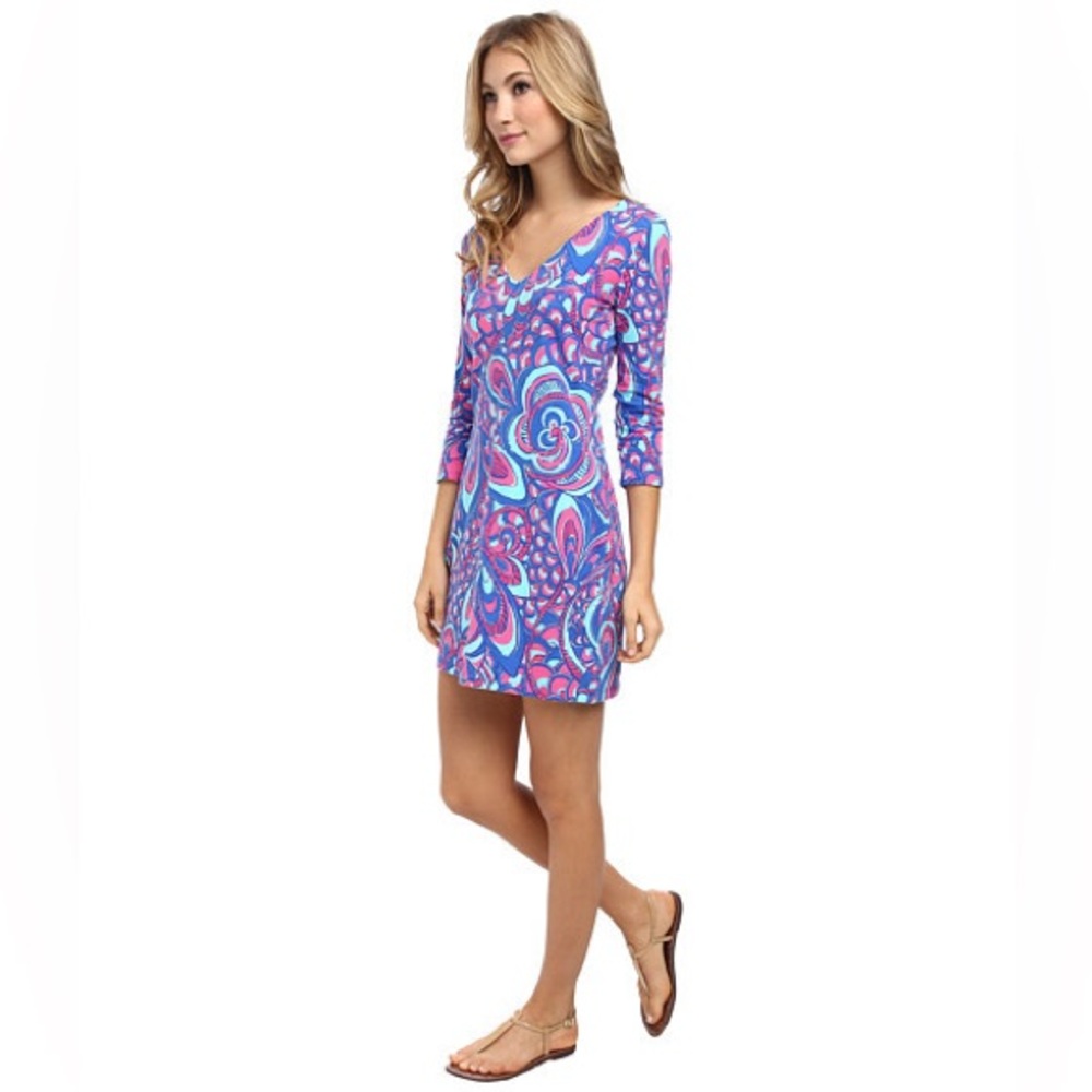 Lilly Pulitzer Stunning Clark V- Neck French Terry Reel Me In Brewster Dress - Picture 7 of 7